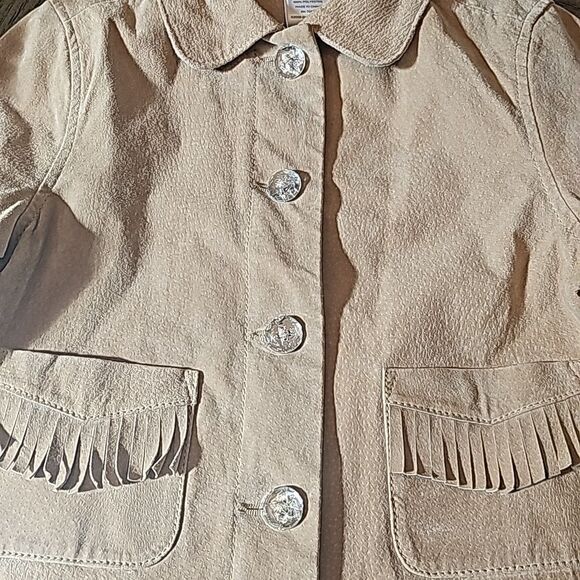 Tan cowgirl suede leather fringe jacket size 3-4 Gymboree - Picture 2 of 10